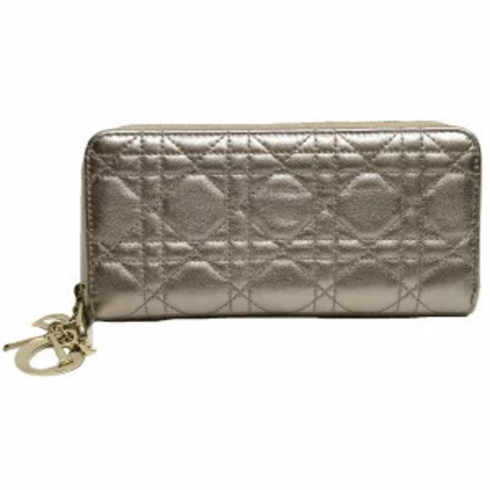 Christian Dior Lady Voyageur Long Wallet Cannage Leather